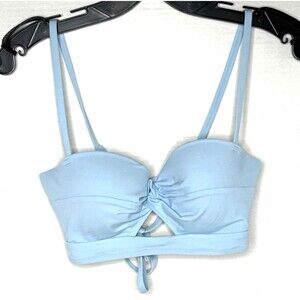 Shade & Shore Light Blue Underwire Twist-Front Keyhole Bikini Top Size 34B NWOT